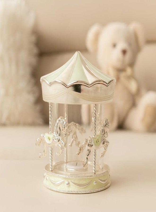 Izzhaar Silver Carousel Music Box, Decorative Merry-Go-Round with Horses, Miniature Collectible Keepsake - Image 3